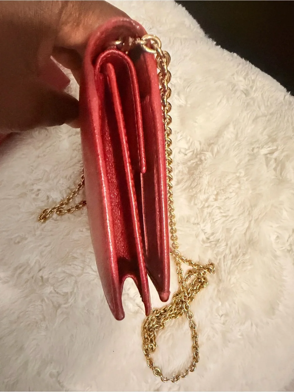 Salvatore Ferragamo Red Leather Vara Bow Chain Crossbody